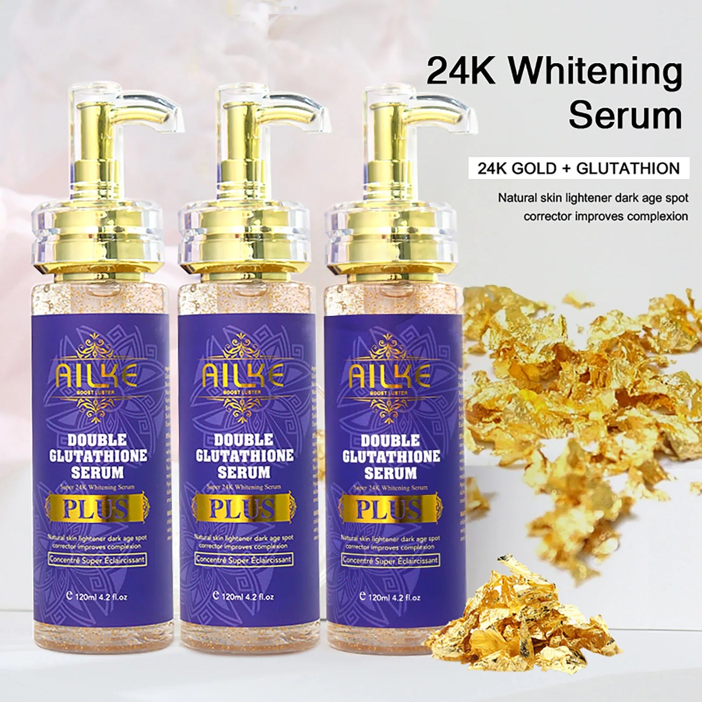 AILKE Double Glutathione Whitening Set For All Skin Types, Reduce Dark Spots, Melanin, Freckles, Chloasma, Even Skin Tone