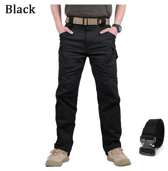 Mens Waterproof Cargo Pants Elastic Multiple Pocket SWAT Combat Trousers Outdoor Joggers Pant Tactical Hiking Hunting Pants Men