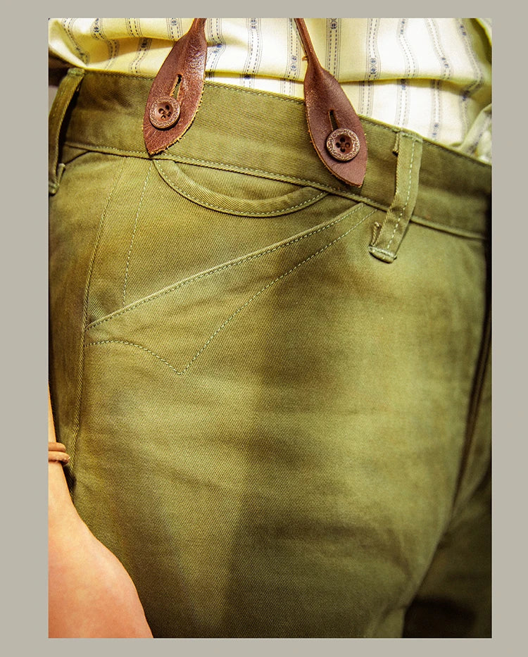 Red Tornado Chino Pants Retro Style Men's Cinch Back Casual Trousers Straight Fit