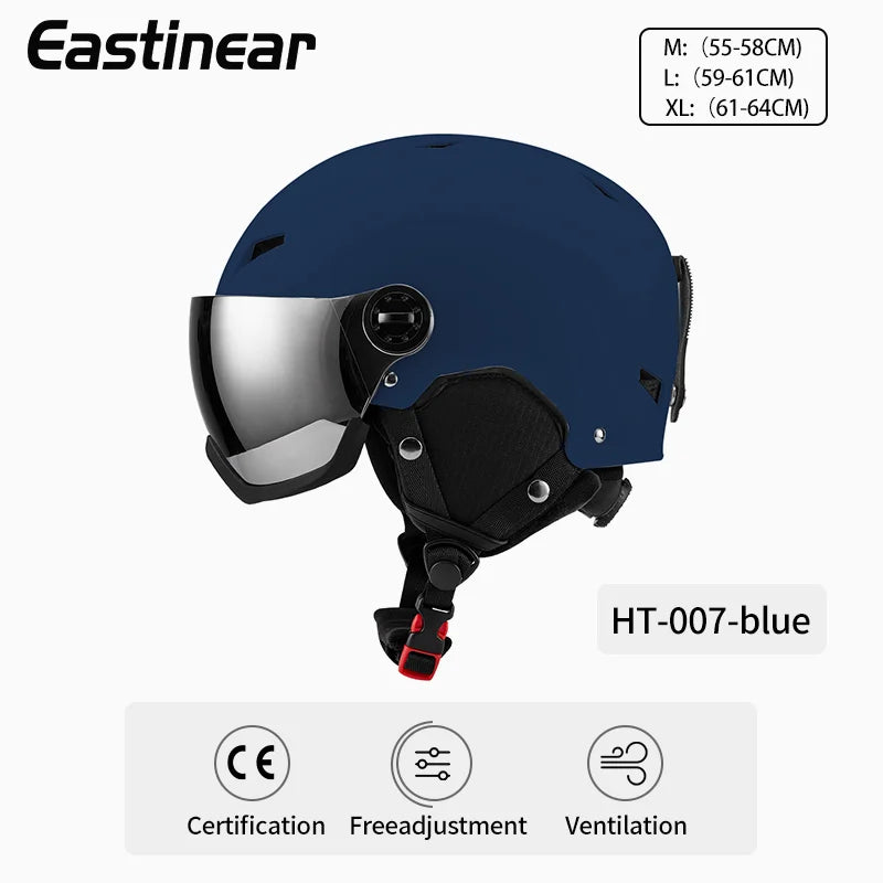 Eastinear Ski Helmet Ski Goggles Helmet Integrated Warm and Anti-collision Outdoor Ski Safety Equipment for Adults and Children