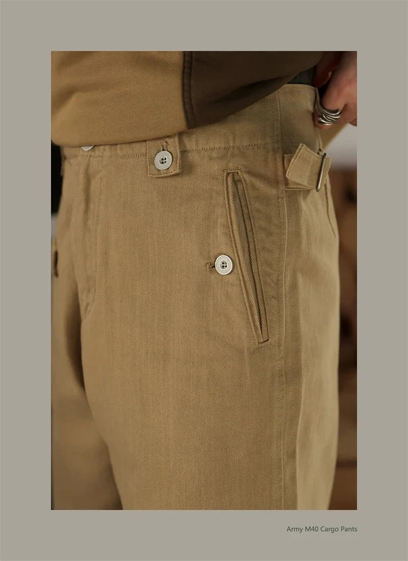 Second Order Army M40 Cargo Pants German Style Vintage Inspired Chino Trousers