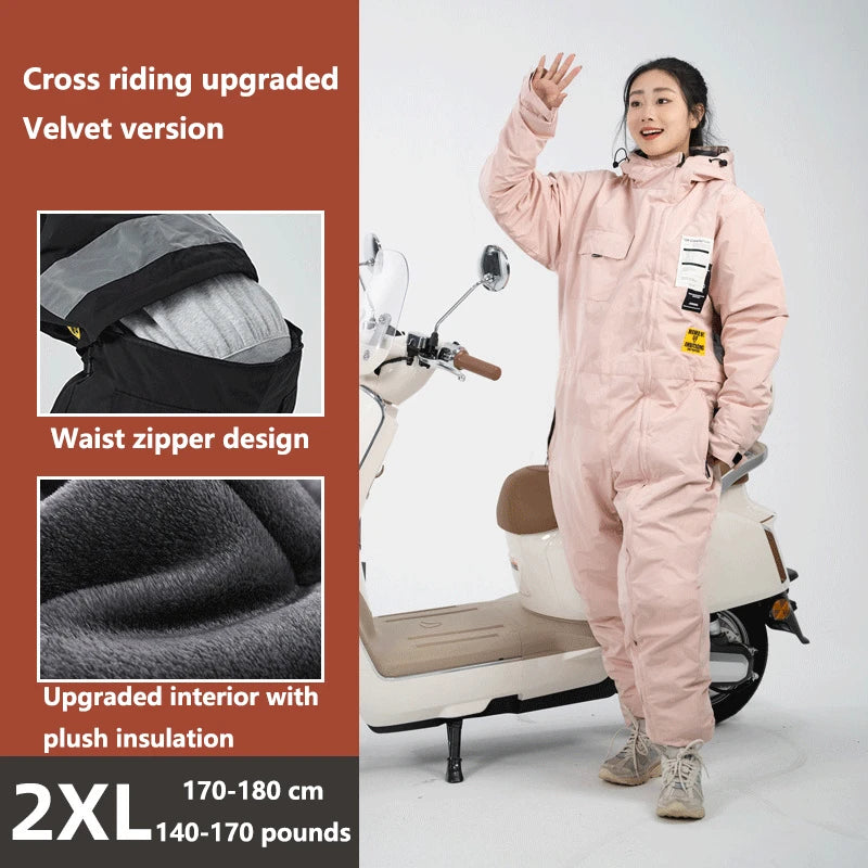 Motorcycle Riding Suit Windproof Plus Velvet Thickened Double-sided Waterproof Snowmobile Jacket Winter Warm Suit for Men Women