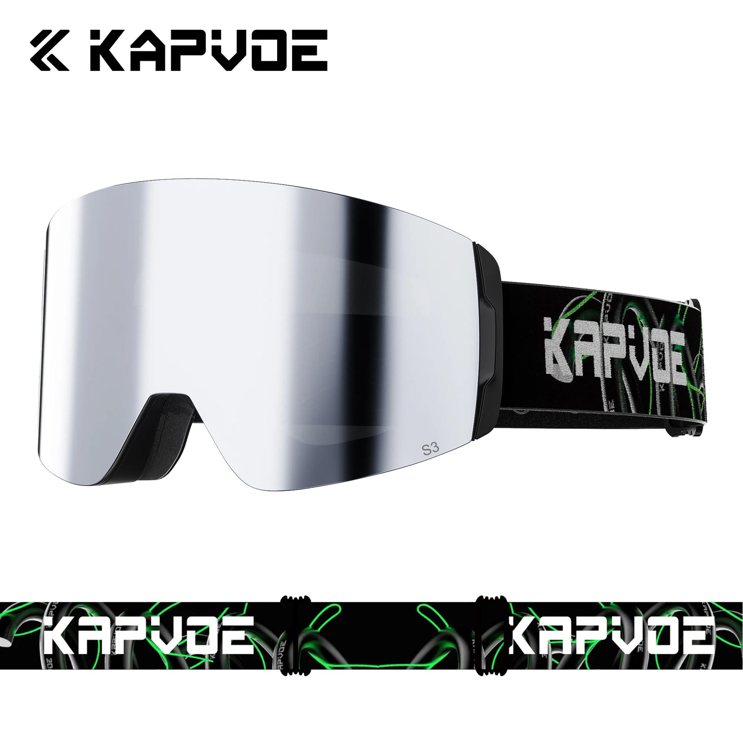 Kapvoe Photochromic Ski Goggles Magnetic Anti-Fog Lenses UV400 Protection Men Women Ski Goggles Snow Sunglasses Sports Eyewear