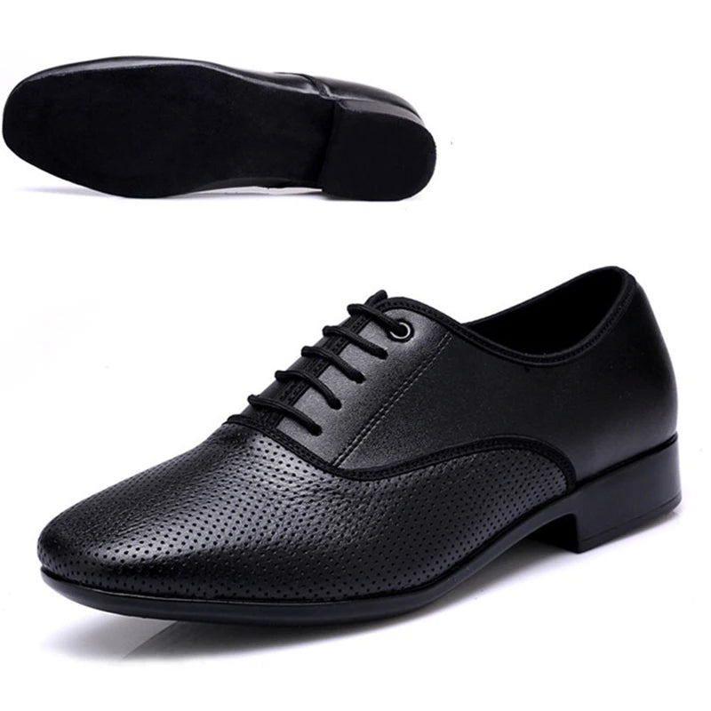 Leather Men Dance Shoes Sports Square Shoe for Men Adult Soft Dance Latin Shoes Modern Waltz Male Sneakers Increase
