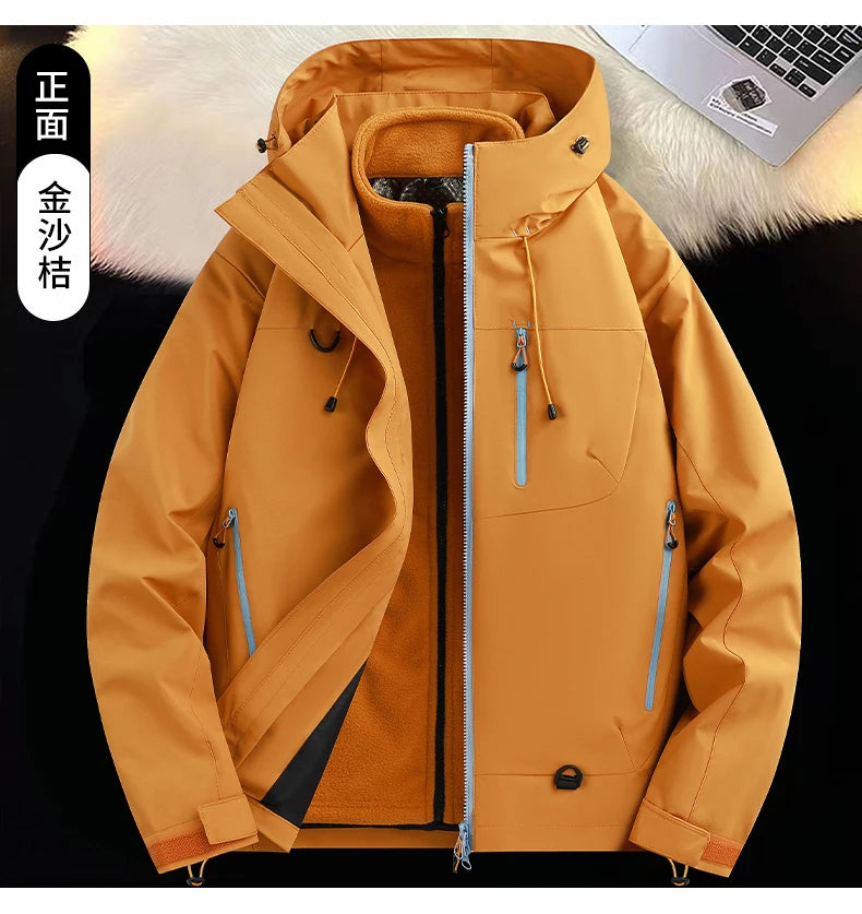 Mountaineering Suit Coat Outdoor Ski Jacket Autumn Winter Three-in-one Windbreaker Men's Women's Couple Three-proof Jacket Men's