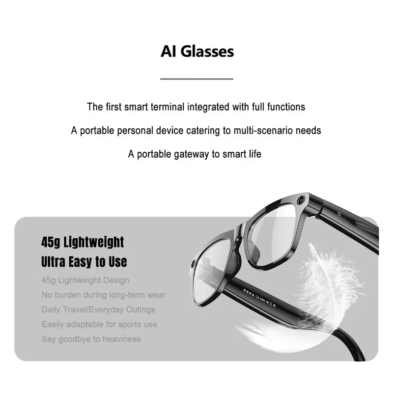 6K HD AI Smart Glasses Photochromic Multifunction Bluetooth Calling Voice Assistant Music Player Translate Camera Glasses 2025