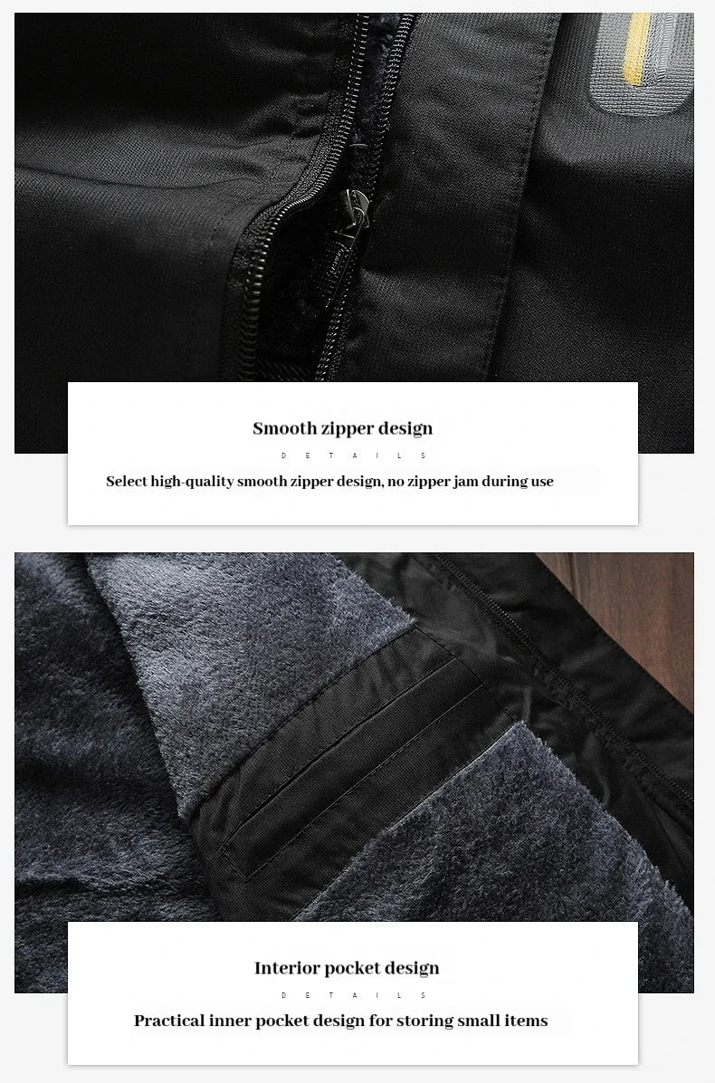 Winter New Waterproof Coat for Men, Winter with Added Velvet and Thick Warm Top, Men's Casual Loose Ski Jacket Jacket Quality