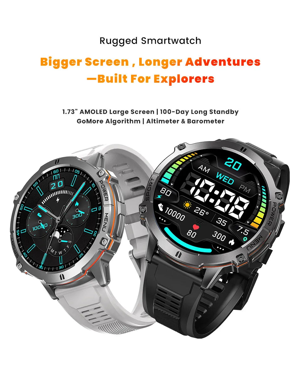 New TANK X3 1000mAh Large Battery Durable Adult Smart Watch GPS Compass Altimeter 5ATM Waterproof BT Call Sports Smartwatch Men