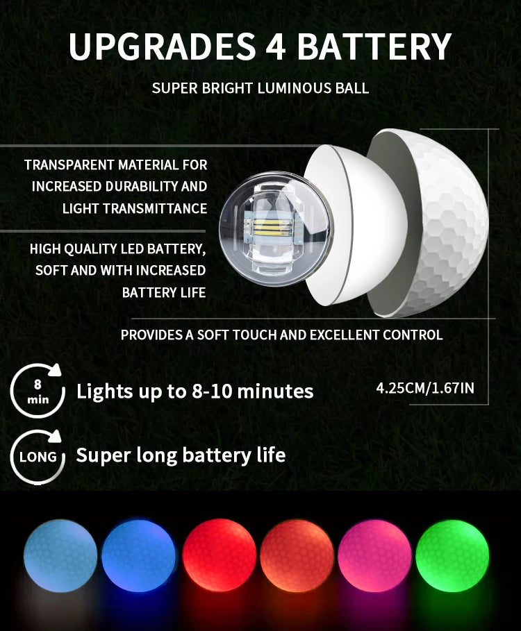Caiton Night Glow Golf Balls – Set of 6 High-Visibility, Impact-Activated Balls for Nighttime Play, Perfect Gift for Golf Lovers