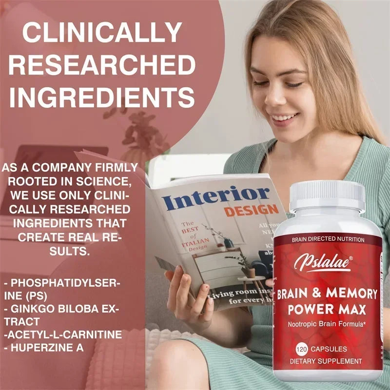Brain & Memory Power MAX - Enhances Memory, Focus & Clarity Supports Cognitive Function Supplement