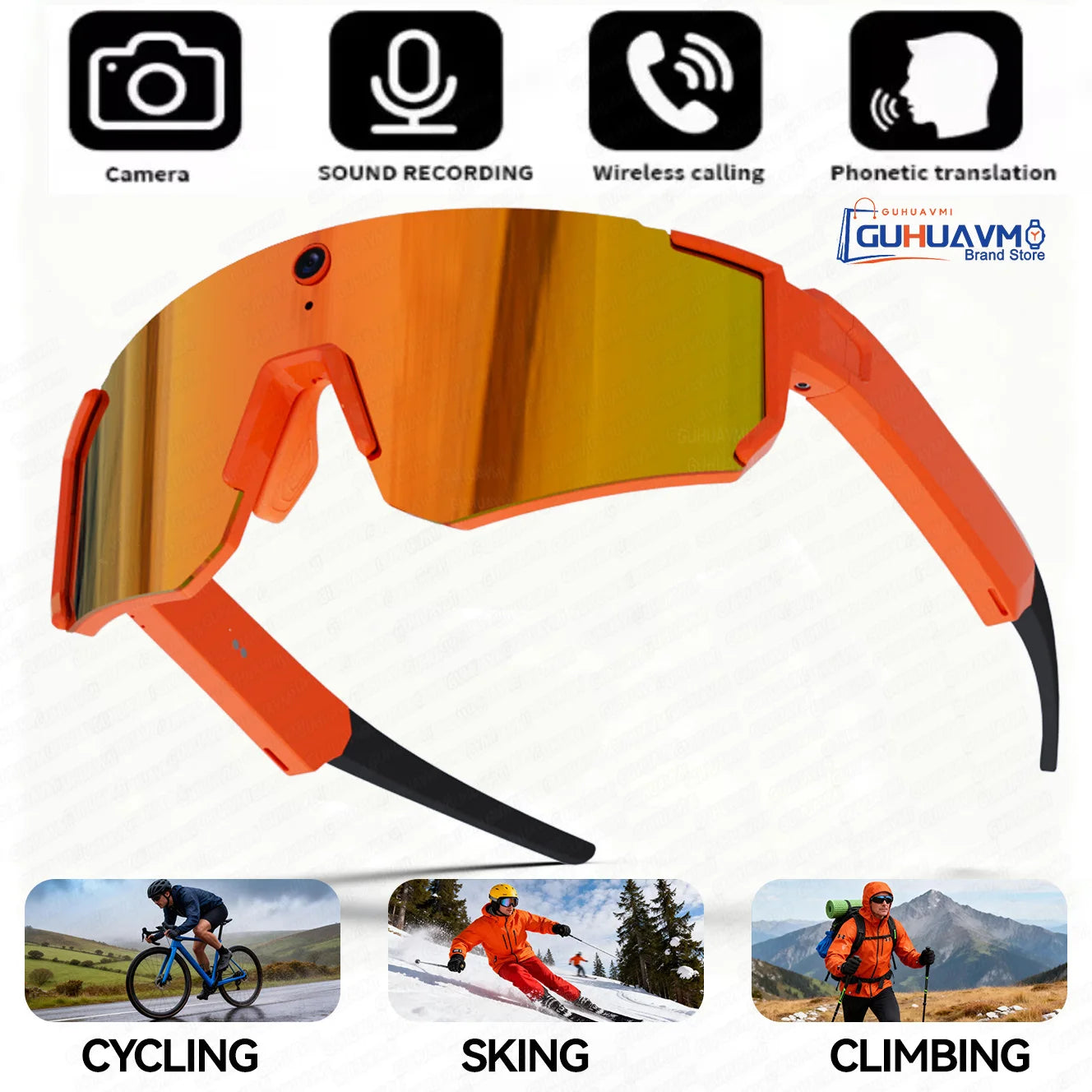New Outdoor Sport 4K Anti-shake Camera Smart Glasses Men 1200P Video Recording Take Photo Waterproof Sandproof Sunglasses Women