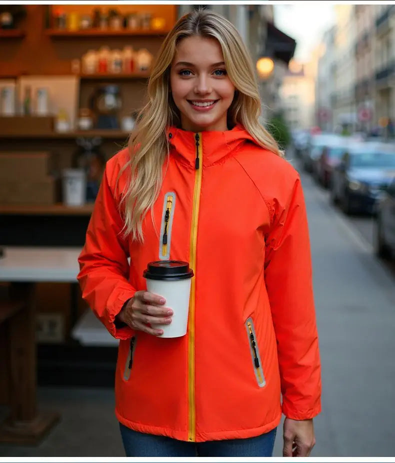 Unisex Fleece Lined Solid Color Jacket, Plus Size Windproof Delivery Coat for Hiking, Custom Logo Winter Set