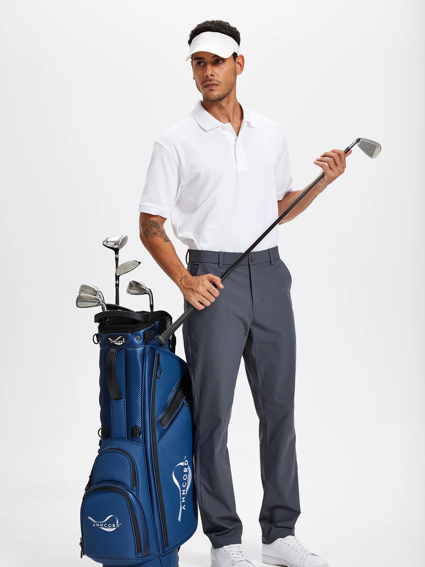 Men's Golf Pants 30"/32"/34" Stretch Work Dress Pants Slim Straight Lightweight Quality Business Trousers Casual Suit Pants