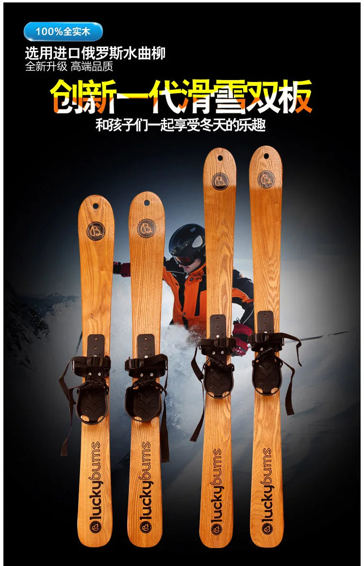 лыжи Fashion High Quality Log Manchurian Ash Ski Double Board Adults and Children Wooden Ski/Snowboard Skis