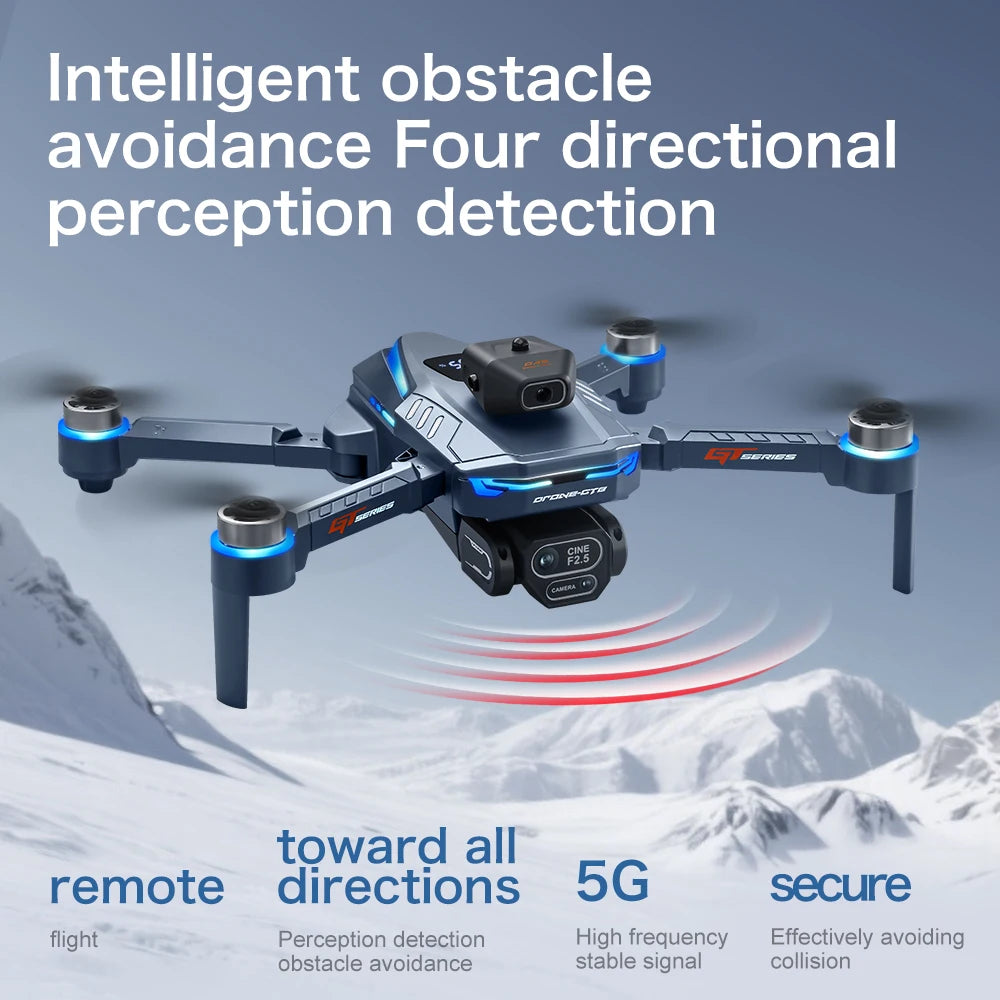 New GT8 Drone 8K Professional HD Dual Cameras Screen Remote 5G WIFI Brushless Motor Obstacle Avoidance Foldable Quadcopter Toys