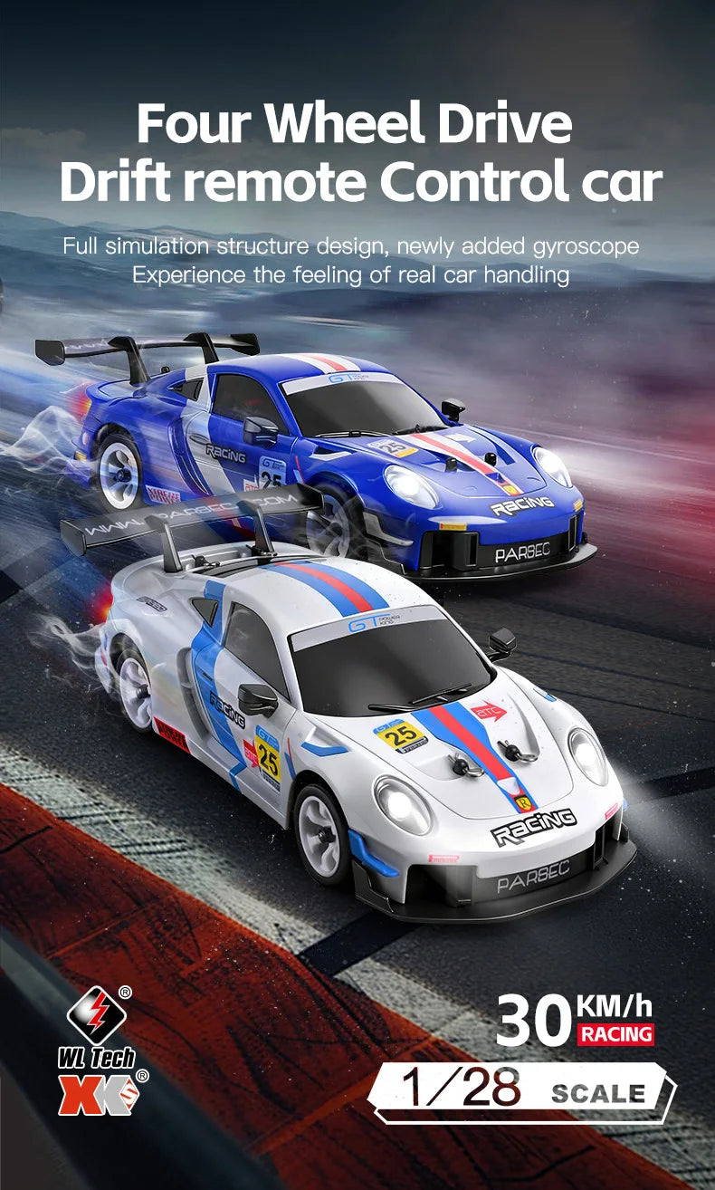 WLtoys 284191 284019-A Upgraded Gyro 1/28 RC Drifting Car 4WD High Speed Radio Control Model 2.4G Drift Racing Vehicle Mini Gift