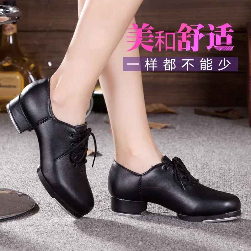 PU Leather Slip On Tap Dance Shoes for Women and Men