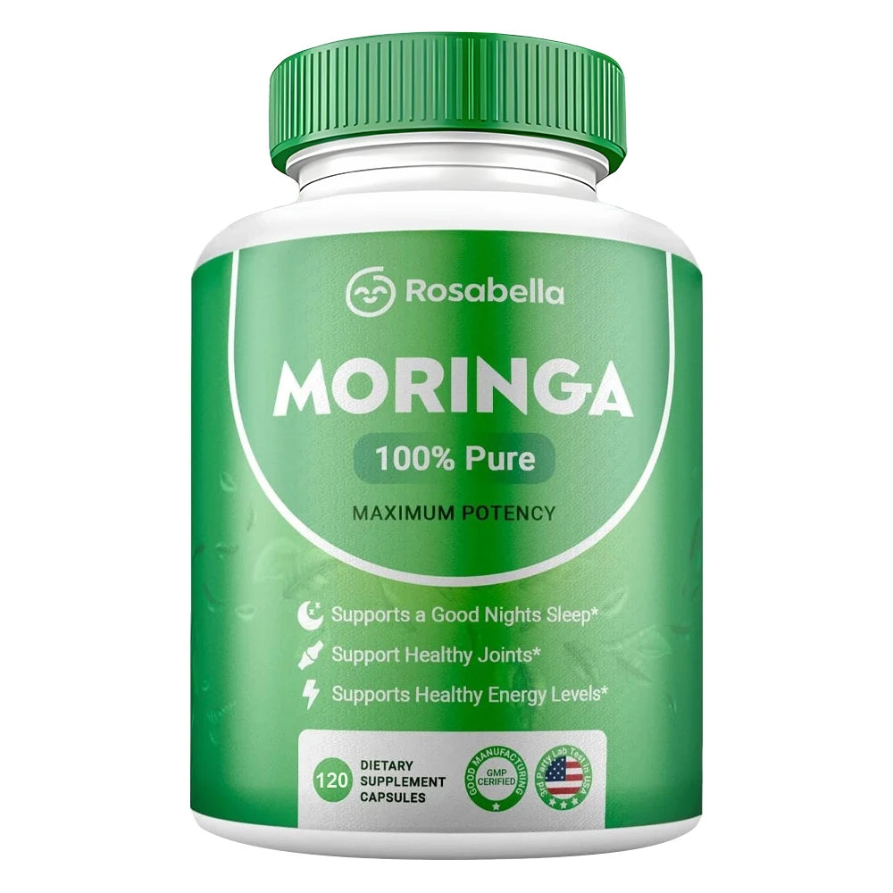 Moringa Capsules - Pure Moringa Powder, Energy, Skin, Immune & Gut Health, Antioxidants, Essential Vitamins & Amino Acids