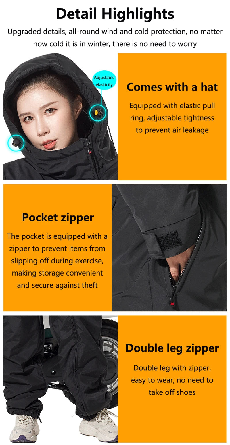 Motorcycle Riding Suit Windproof Plus Velvet Thickened Double-sided Waterproof Snowmobile Jacket Winter Warm Suit for Men Women