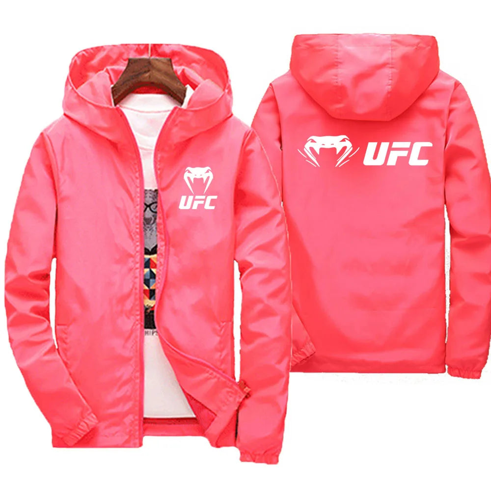 2025 UFC Fighting Logo Breathable Fashion Fitness Zipper Jacket Casual High Quality Hooded Baseball Jacket Outdoor Sports Jacket
