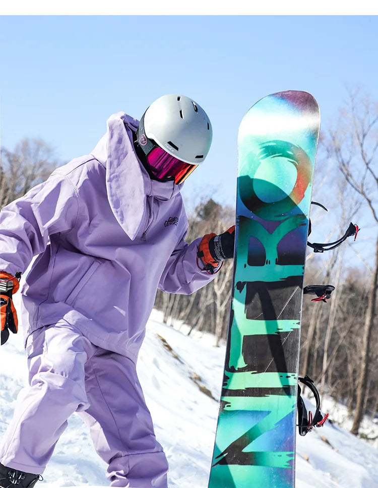 New Trendy Windproof And Warm Rabbit Ear Snow Clothes Men's And Women's Velvet Ski Clothes Set Couple Snow Clothes