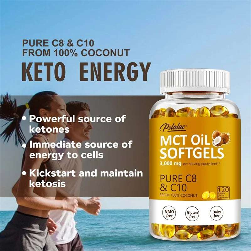 MCT Oil Softgels - Supports Energy and Mental Clarity, Fat Burning, Appetite Suppressant, Improves Digestion