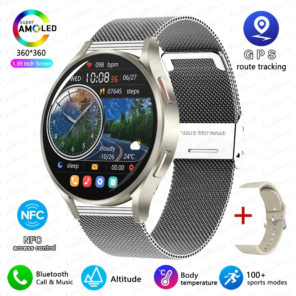 2025 New Bluetooth Call Smart Watch 6 Classic Men AMOLED HD Screen AI Voice Assistant Bluetooth Call NFC GPS Smartwatch Women