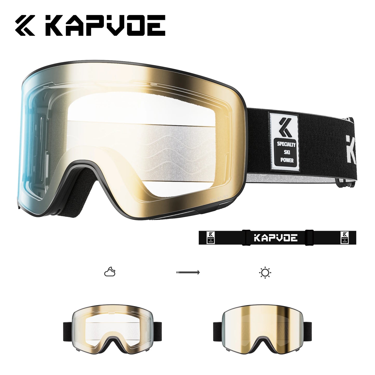 Kapvoe Winter Photochromic Ski Goggle Snow Anti-Fog Sunglasses Snowboard Mask for Men Women Eyewear UV400 Glasses Snowmobile