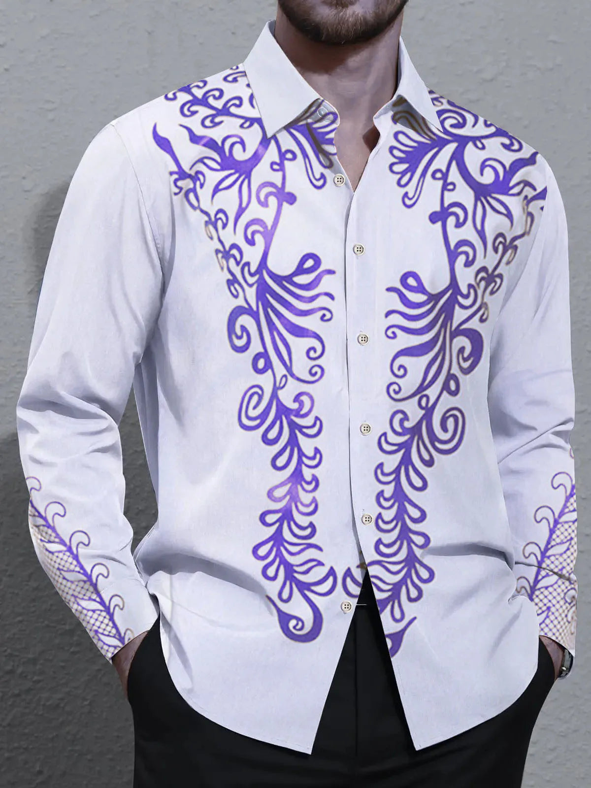 Men's shirts, button down shirts, casual shirts, spring and summer, printed long sleeves Tops fashion comfortable Men Clothing