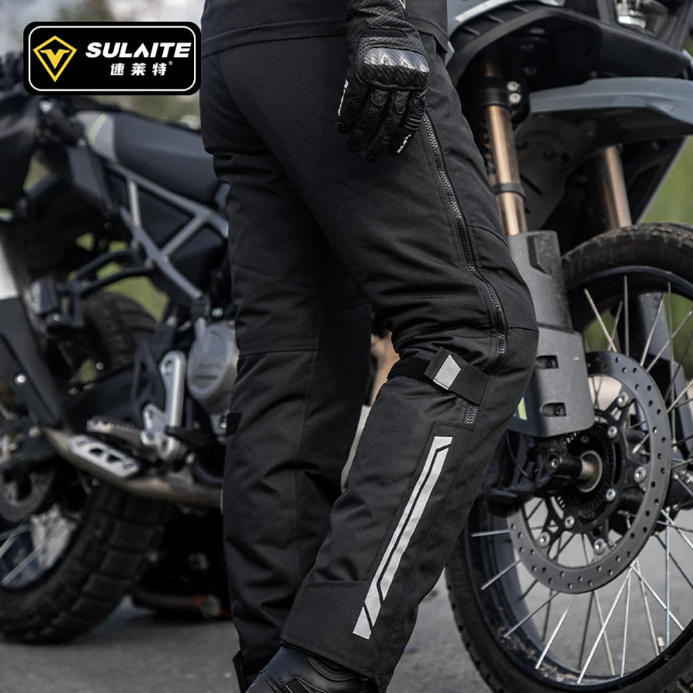 Motorcycle Riding Pants Quick Release CE2 Certified Protective Gear Winter Warm Water-Resistant No-Shoe Removal Reflective