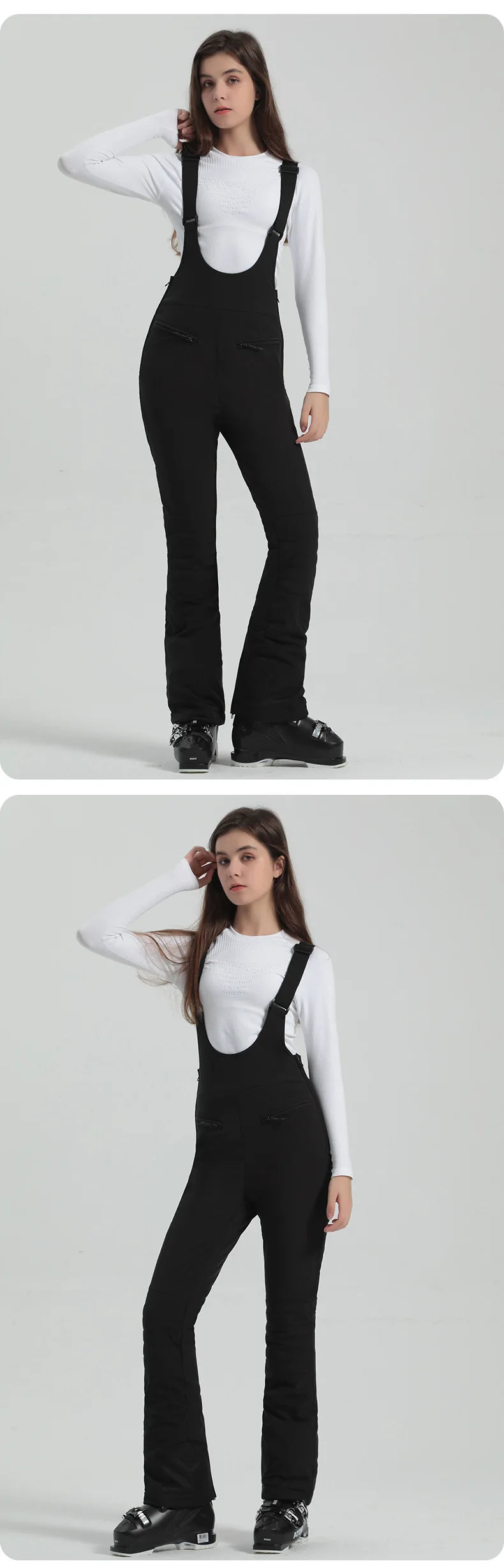 2024 Gsou Snow Winter Ski Pant Women Snowboard Strap Trouser High Waist Elastic Windproof Waterproof Thicken Thermal for Outdoor