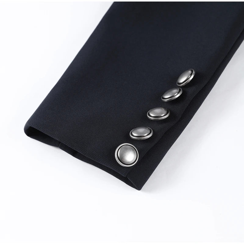 Unique Oblique Button Military Jacket Women Vintage Asymmetry Cropped Napoleon Jackets Lady New Fashion Street Spring Outwear