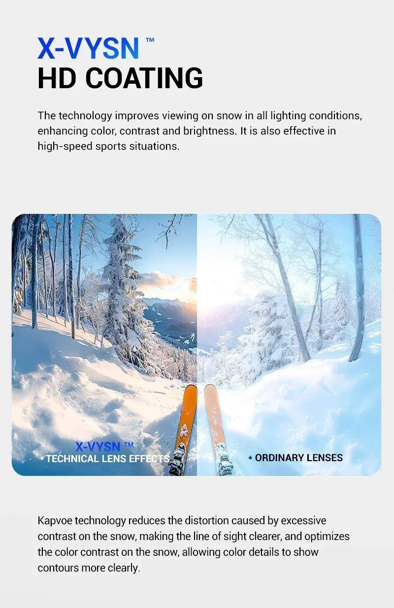 Kapvoe Winter Photochromic Ski Goggle Snow Anti-Fog Sunglasses Snowboard Mask for Men Women Eyewear UV400 Glasses Snowmobile