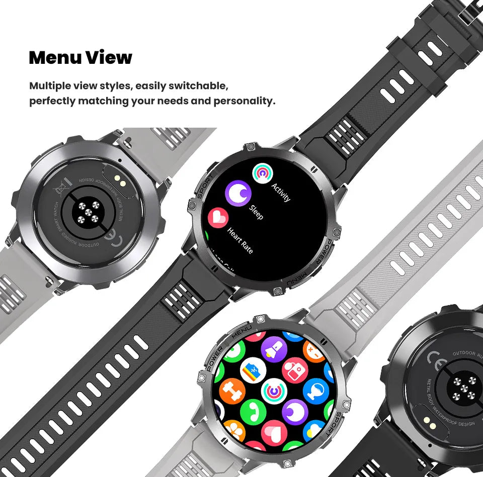 New Outdoor 1000mAh Battery Men Adult Smart Watch GPS Compass Altimeter 10ATM Waterproof Heart Rate BT Call Sport Man Smartwatch
