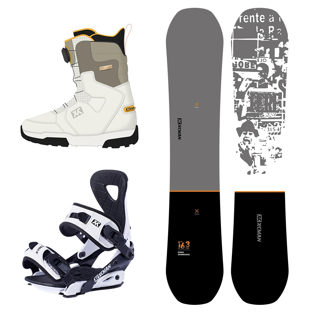 Camber Carbon Fiber Wood Core Snowboard With Bindings and Snow Shoes