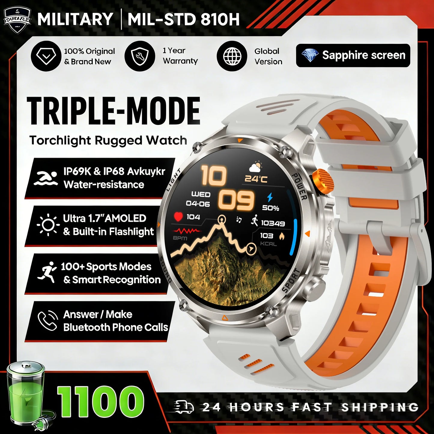 New T-Rex3 Ultra 1100mAh Battery Smart Watch GPS Track Compass IP69K Waterproof Sports tracker Outdoors Military Smartwatches