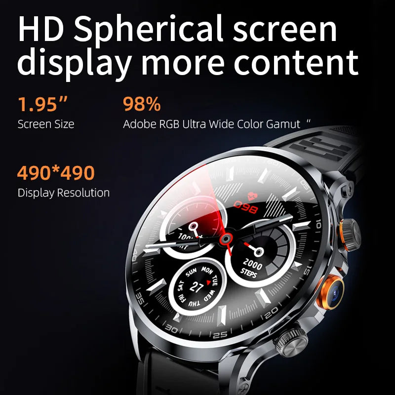 16+256GB Android H18 Smartwatch 4G LTE 1100Mah Battery Play Store Heart Rate 1.95 inch Spherical screen Smart Watch Men GPS WIFI