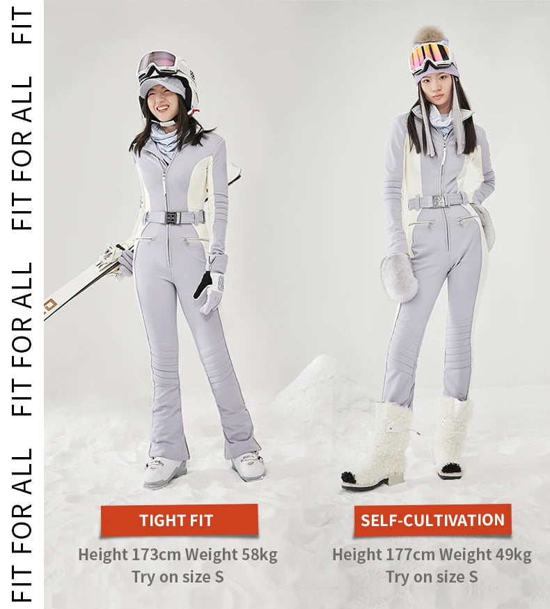 VECVEC Slim Ski Breathable Suit Women Snowboard Clothing Snow Suit Windproof Waterproof One Piece Bib Ski Wear