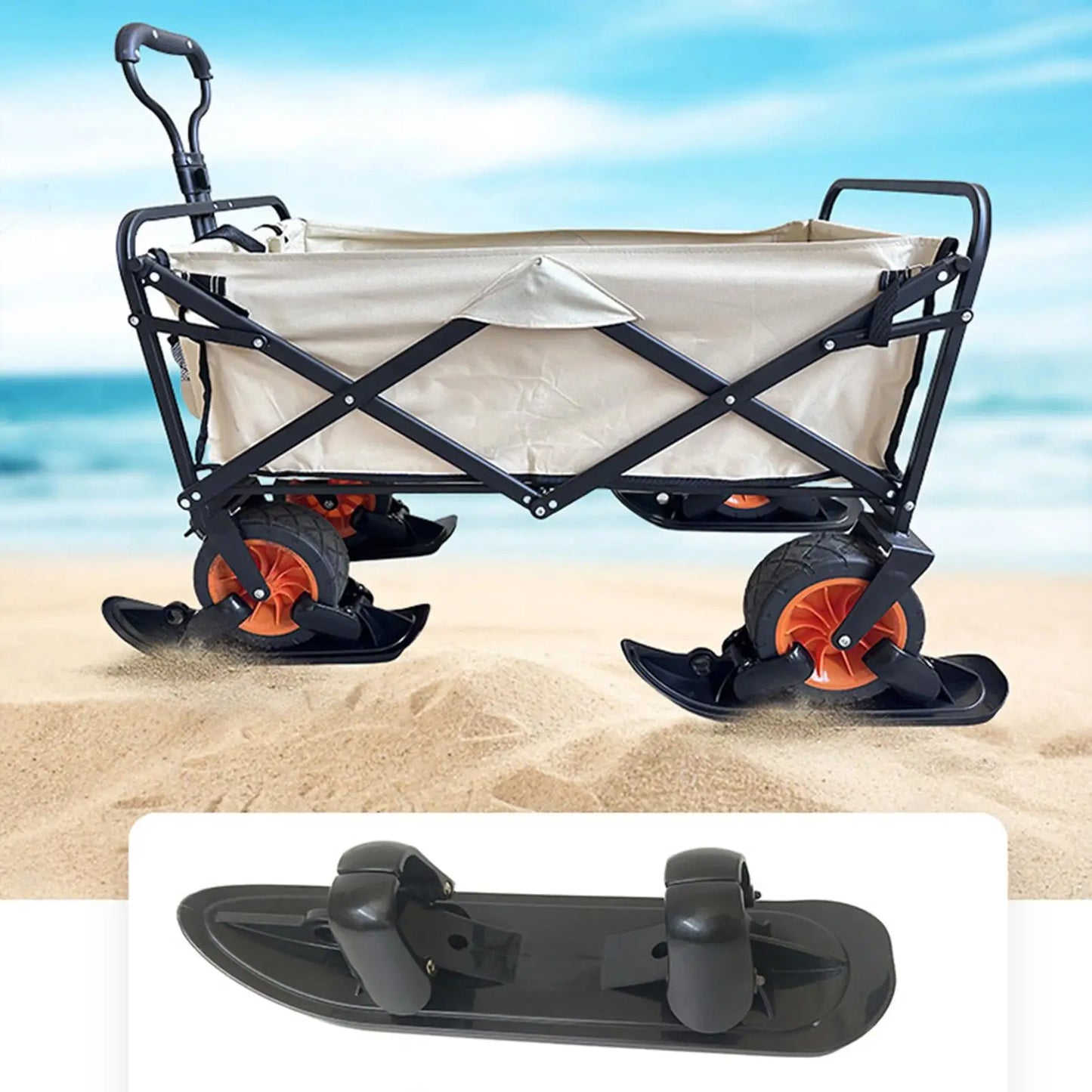 Ski Board Sled 2 in 1 Outdoor Winter Snowboards Stroller Skis Glider Snowboards for Cycling Bicycle Jogging Sports Outdoor Paths