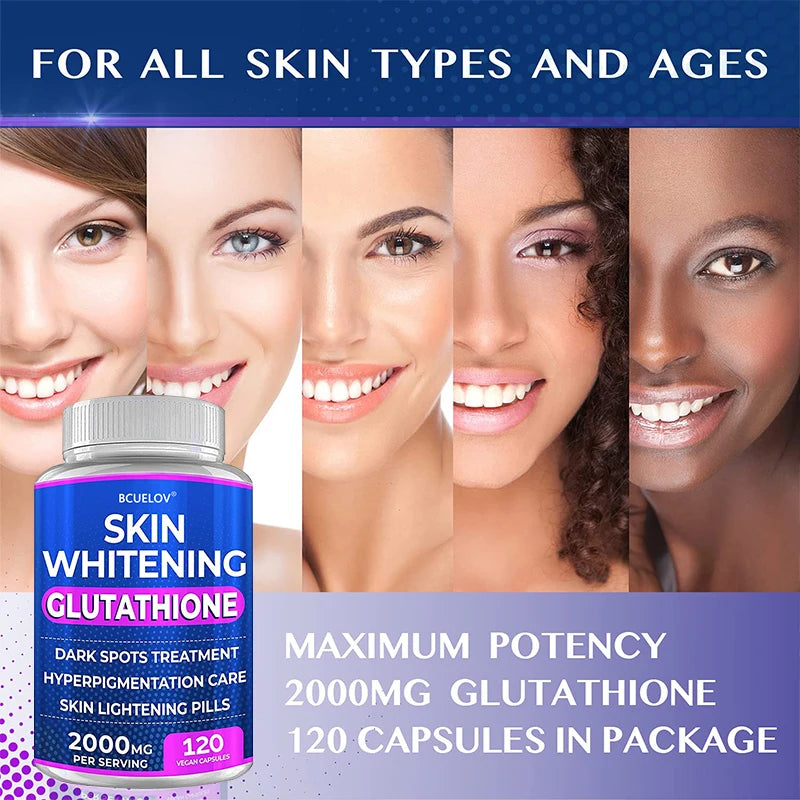 Turmeric Bearberry Vitamin Glutathione Skin Whitening Pills - 2000 mg - Offsets free radicals and reduces oxidative stress