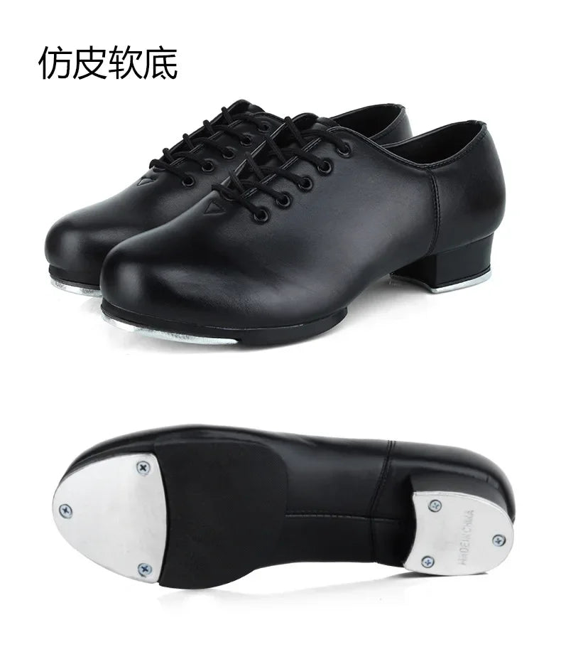 PU Leather Slip On Tap Dance Shoes for Women and Men