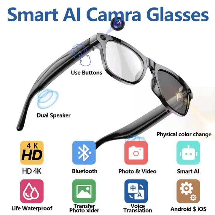 OnePlus AI Smart Glasses Photo Sense Camera Bluetooth Music Call Intelligent Recording Ip65 Waterproof Bluetooth Glasses New