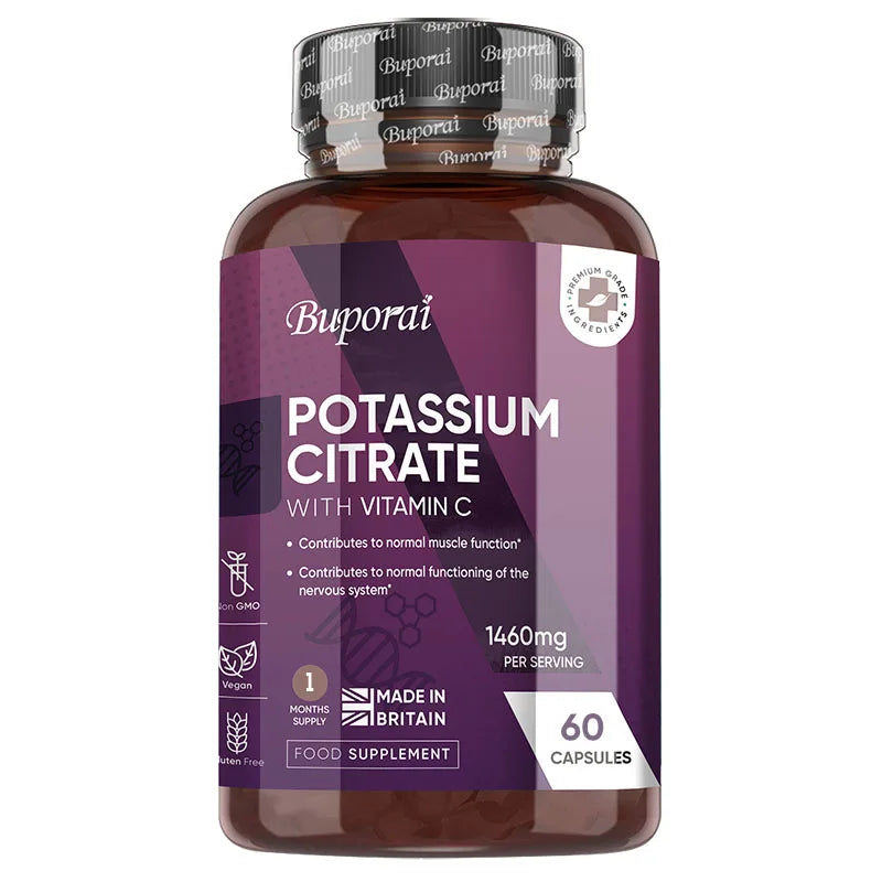 Potassium Citrate Supplements 1460mg - Contains Vitamin C To Help Maintain Normal Bone, Nerve and Immune System Function