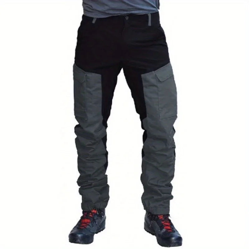 Multi-Pocket Color Blocked Men’s Pants - Slim-Fit Outdoor Motorcycle Casual Work Trousers
