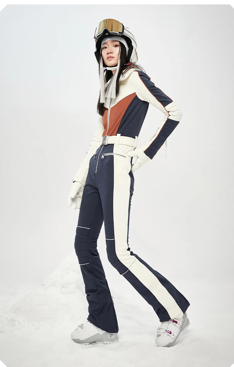 VECVEC Slim Ski Breathable Suit Women Snowboard Clothing Snow Suit Windproof Waterproof One Piece Bib Ski Wear