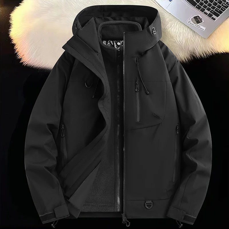Mountaineering Suit Coat Outdoor Ski Jacket Autumn Winter Three-in-one Windbreaker Men's Women's Couple Three-proof Jacket Men's