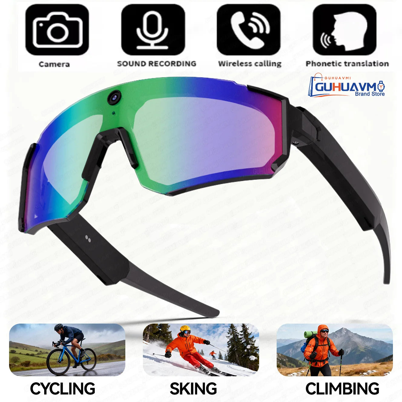 New Outdoor Sport 4K Anti-shake Camera Smart Glasses Men 1200P Video Recording Take Photo Waterproof Sandproof Sunglasses Women
