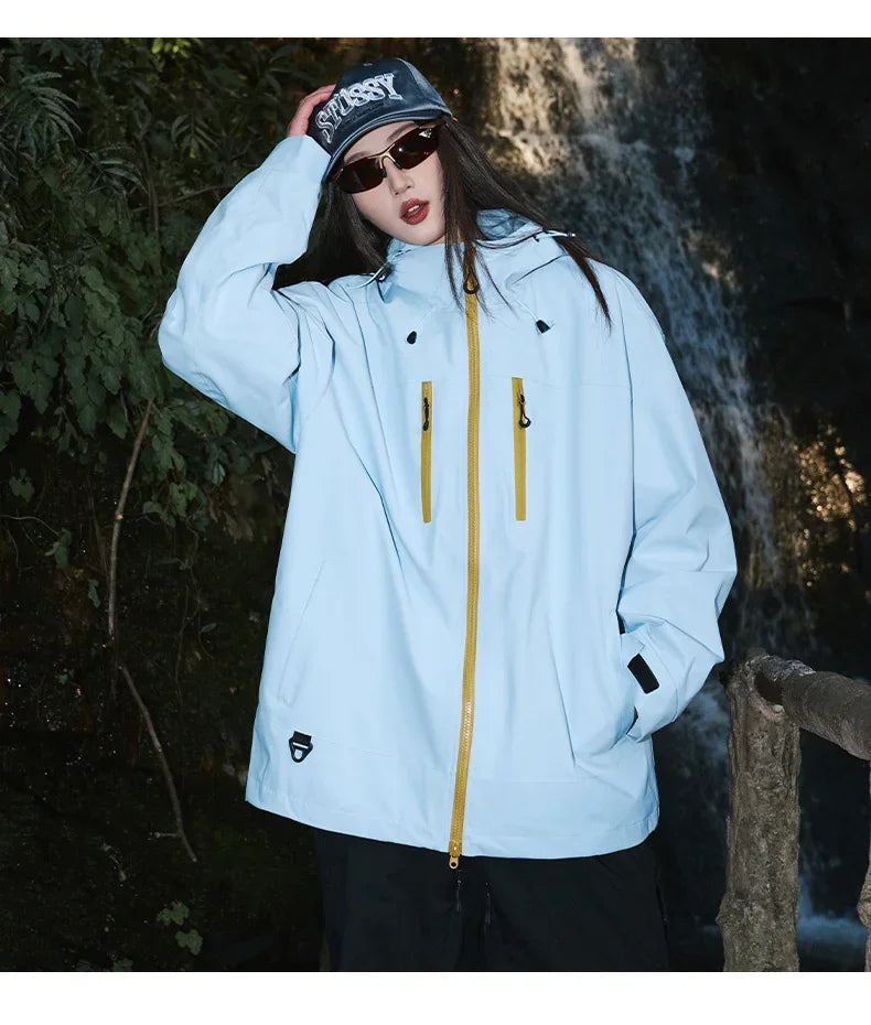 Gorpcore Waterproof Jacket Mens Couple's Ski Oversized Zipper Pocket Windbreaker Autumn High Quality Travel Camping Hooded Coats