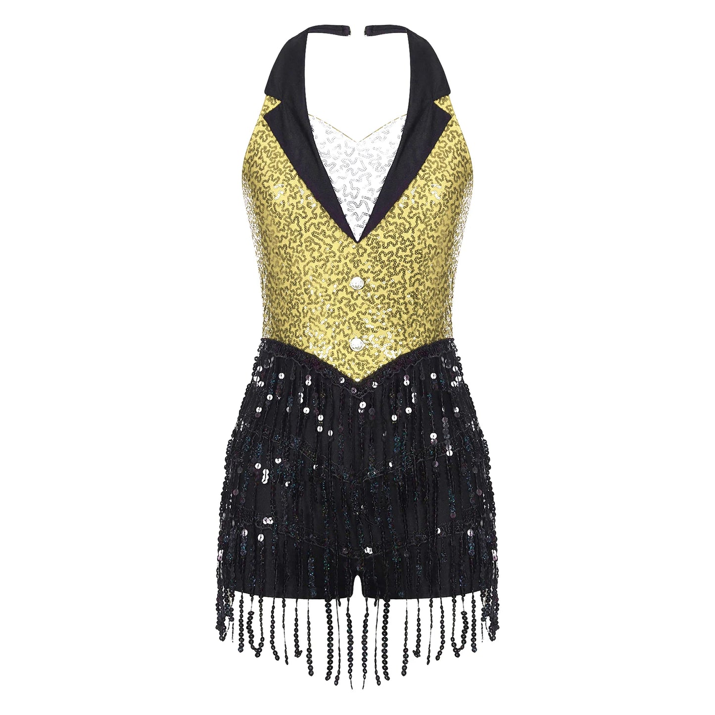 Women Modern Dance Dress Performance Costume Shiny Sequins Sleeveless Latin Jazz Tango Salsa Dance Leotard Bodysuit Dress Outfit