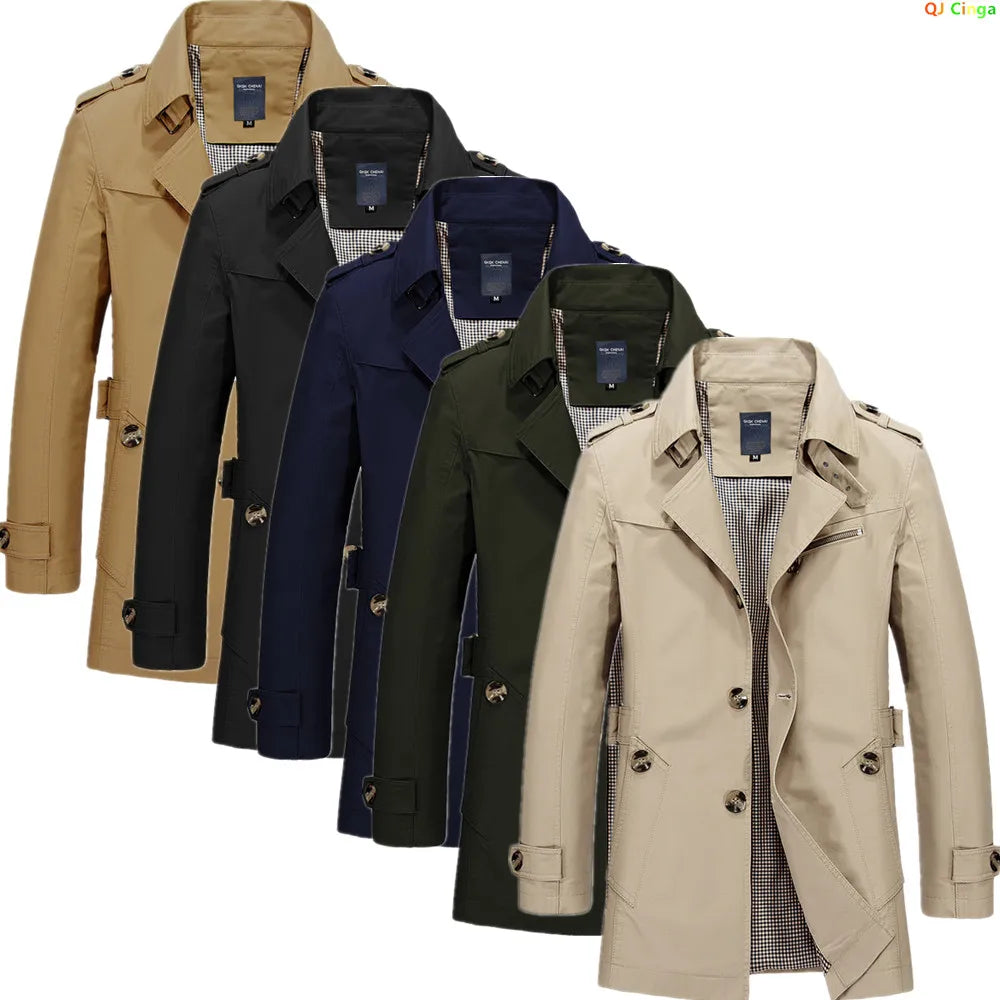 2026 Spring New Men's Army Green Lapel Jacket, Khaki Business Casual Coat, Blue and Black Autumn Windbreaker.